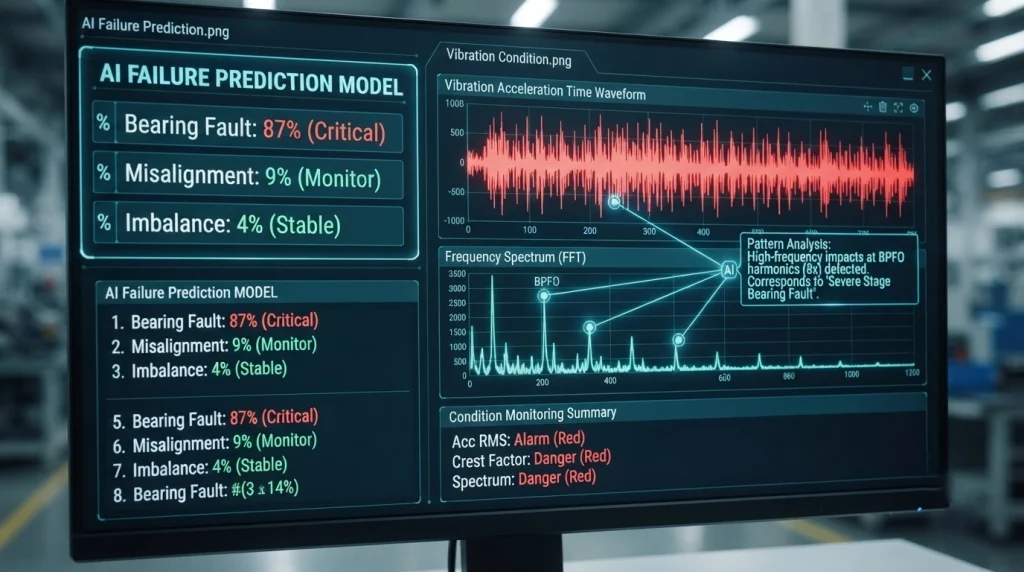 Artificial intelligence recognizing vibration fault patterns in rotating equipment