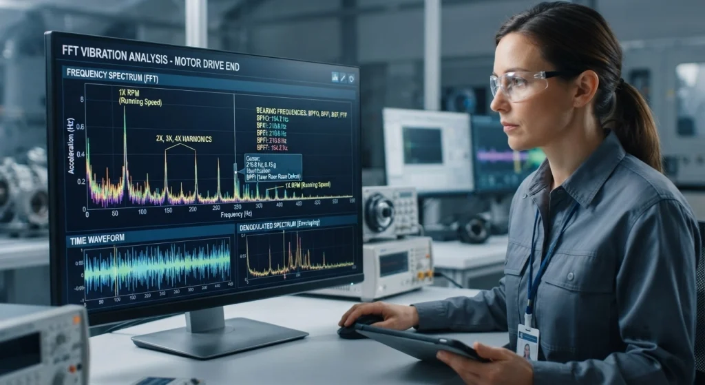 FFT frequency spectrum used for vibration fault diagnosis