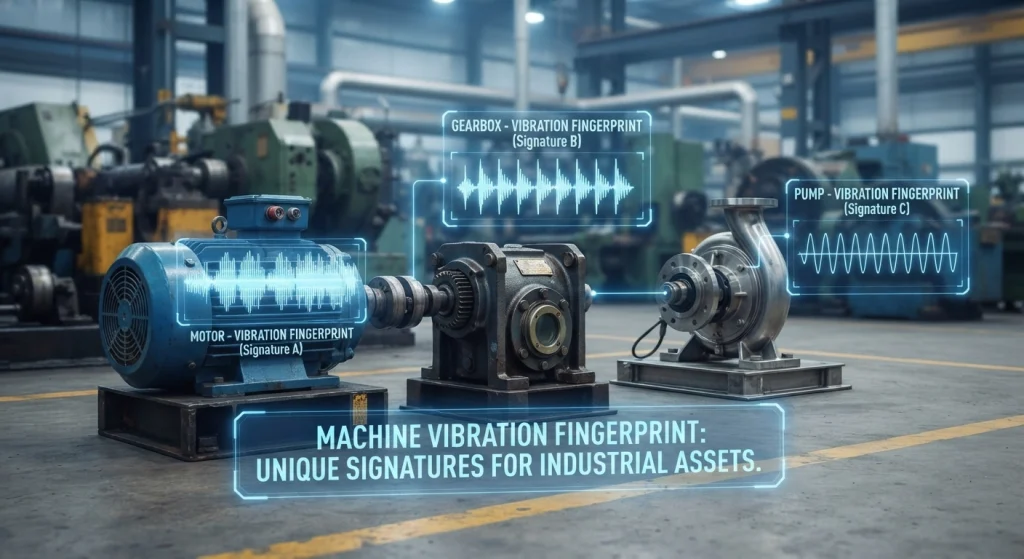 Industrial machine vibration signatures showing unique operating patterns