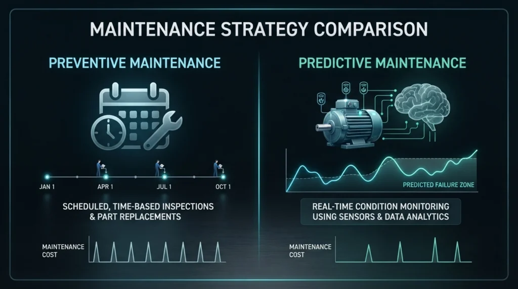 Predictive maintenance versus preventive maintenance comparison